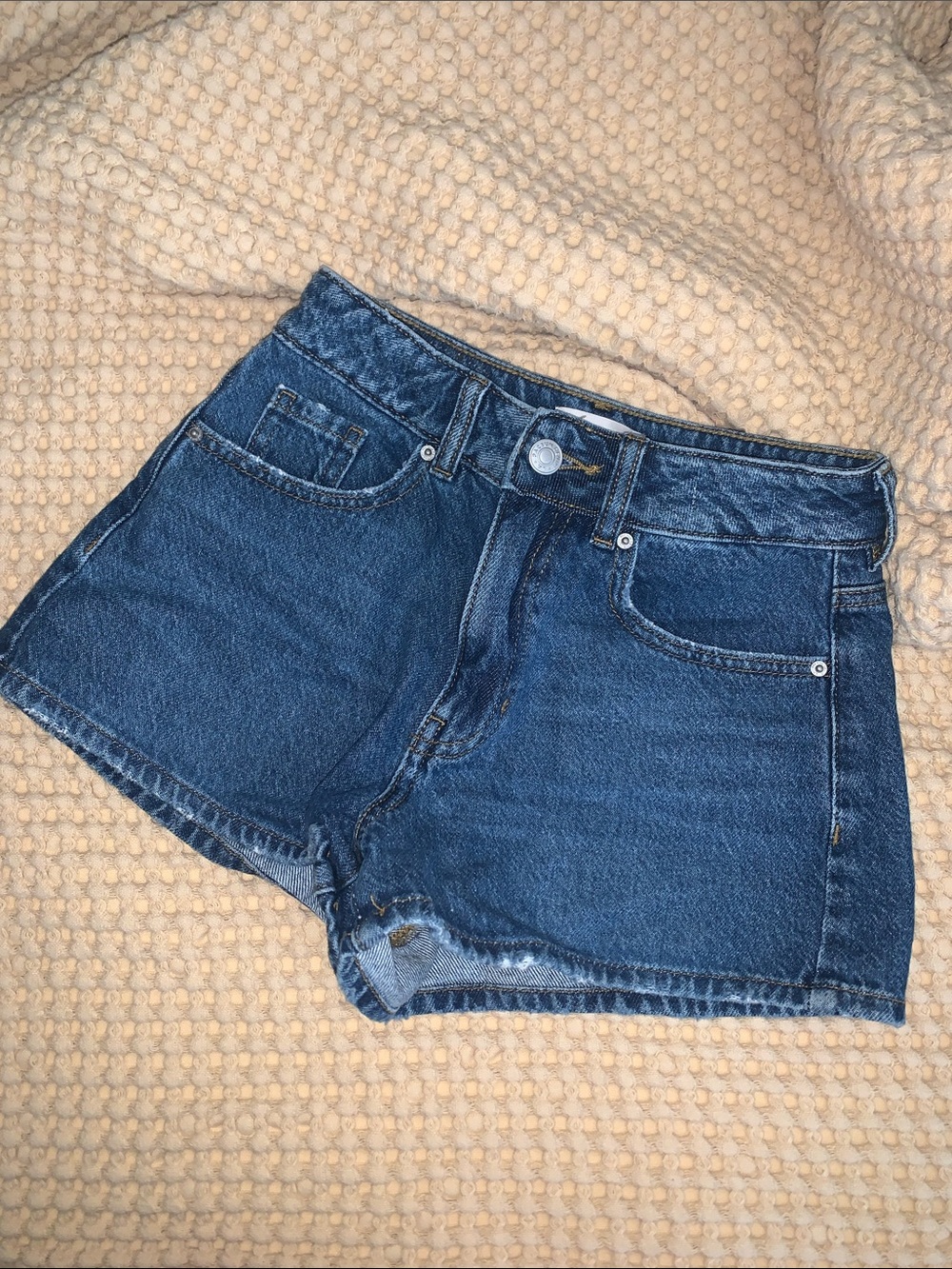 PacSun Dark Blue High-Rise Denim Cutoff Shorts